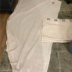 Linen Cream Curtain Set with Grommet Details